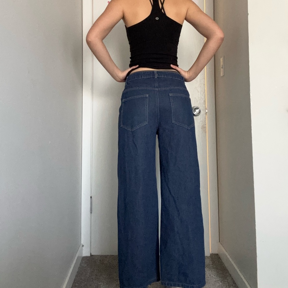 Dark Blue Wide-Leg Baggy Jeans